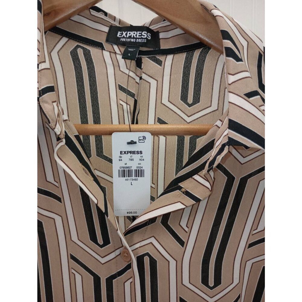 NWT Express, geometric Portofino midi dress. Size large (belt not included) - Picture 4 of 6
